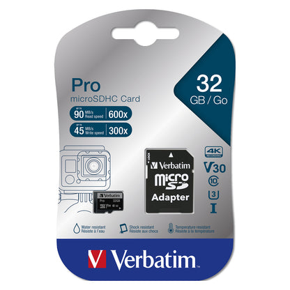 CARD 32GB Verbatim Pro MicroHC 90MB/s +Adapter