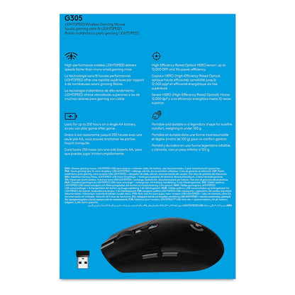 Logitech G G305 optical 6 buttons wireless 2.4 GHz USB wireless receiver black