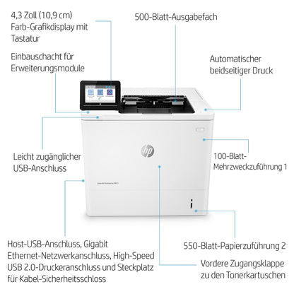 L HP LaserJet Enterprise M611dn Laserdrucker 61 S./Min. LAN Duplex