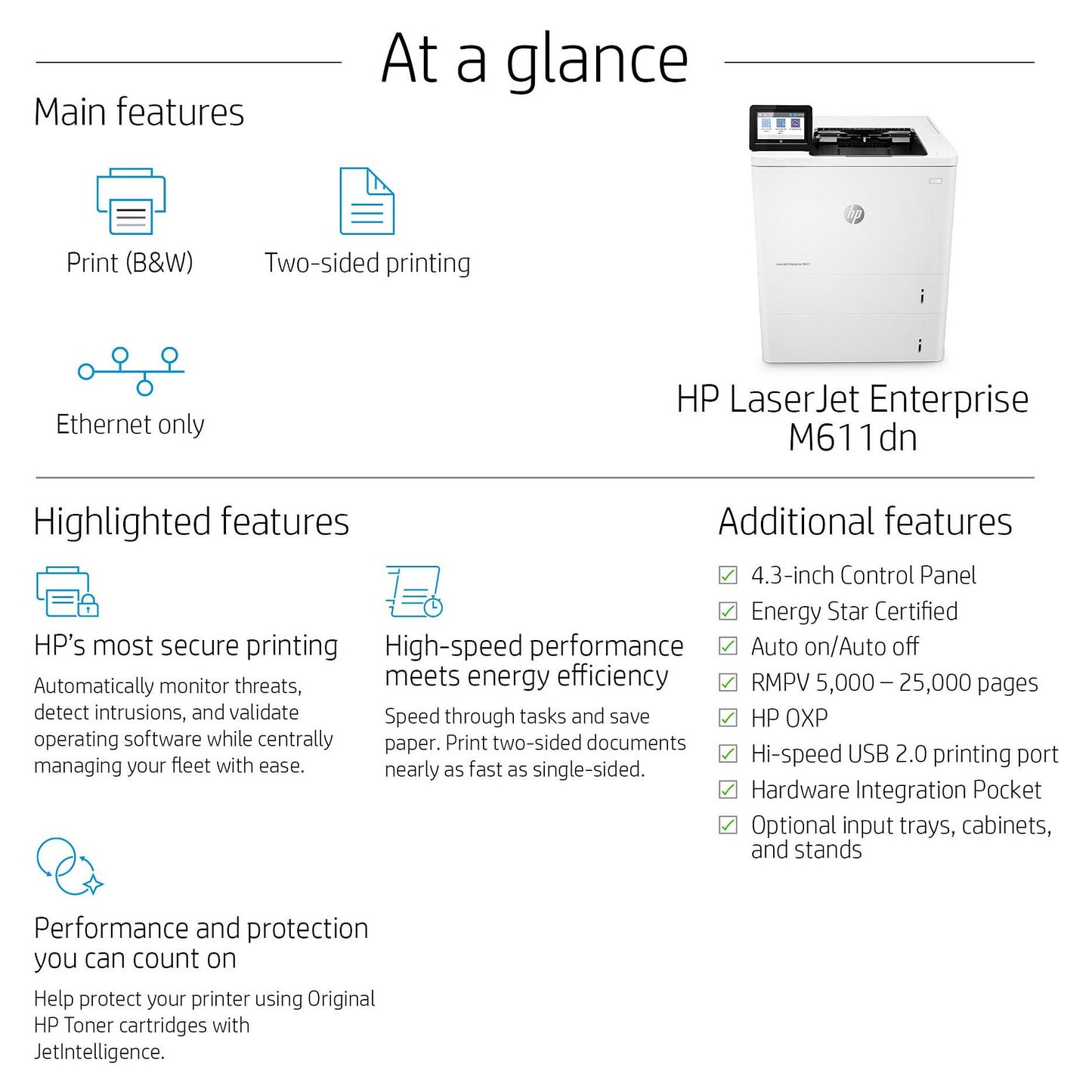 HP LaserJet Enterprise M611dn Laserdrucker 61 S./Min. LAN Duplex