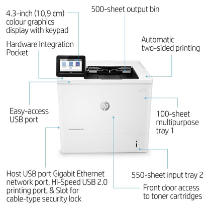 HP LaserJet Enterprise M611dn Laserdrucker 61 S./Min. LAN Duplex