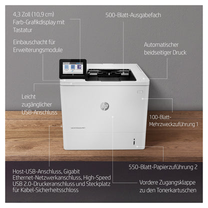 L HP LaserJet Enterprise M611dn Laserdrucker 61 S./Min. LAN Duplex