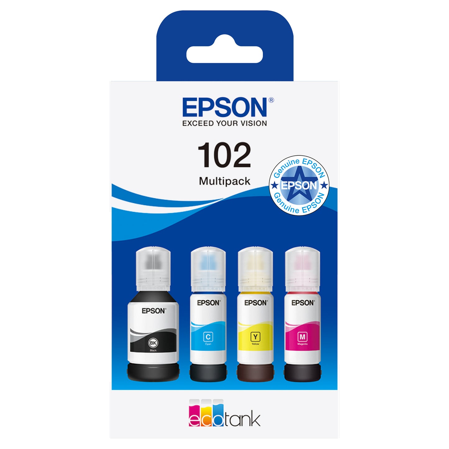 Epson Tinte 102 EcoTank C13T03R640 4er Multipack (BKMCY) bis zu 6.000 Seiten