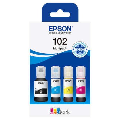 Epson Tinte 102 EcoTank C13T03R640 4er Multipack (BKMCY) bis zu 6.000 Seiten