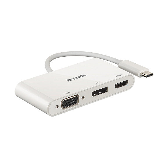 USB-C HUB 3Port D-Link DUB-V310 DisplayPort HDMI VGA 4K passiv White