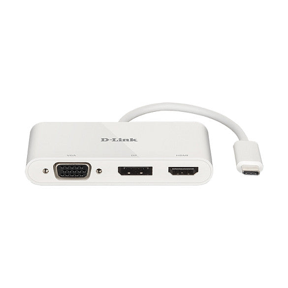 USB-C HUB 3Port D-Link DUB-V310 DisplayPort HDMI VGA 4K passiv White