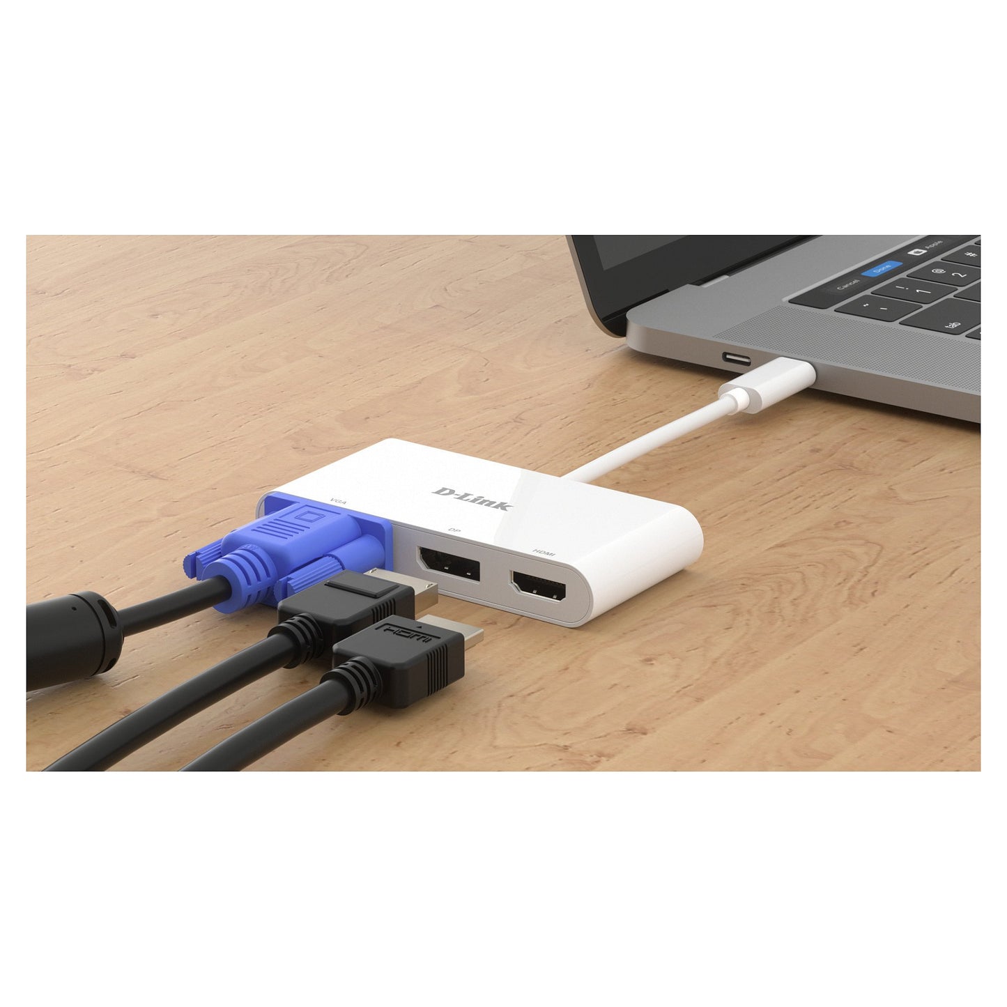 USB-C HUB 3Port D-Link DUB-V310 DisplayPort HDMI VGA 4K passiv White
