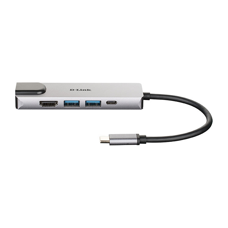 USB-C HUB 5Port D-Link DUB-M520 2xUSB3.2 Gigabit Lan RJ45 USB-C HDMI 4K passiv Silver Black