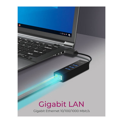 ICY BOX IB-HUB1419-LAN USB 3.0/USB-C HUB 3xUSB 3.0; 1xGigabit LAN