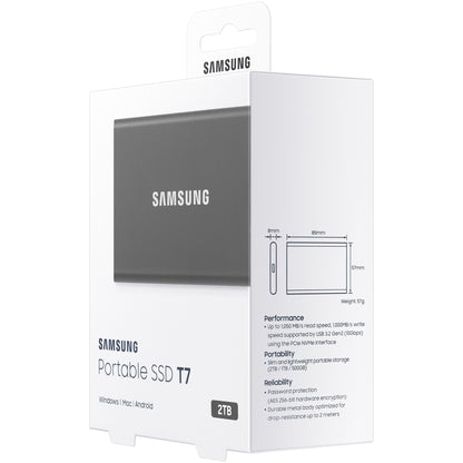 2 TB Samsung Portable T7 USB 3.2 Gen2 Titangrau Einzelhandel