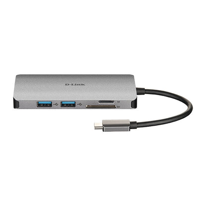 USB-C HUB 8Port D-Link DUB-M810 3xUSB3.0 USB-C HDMI 4K SD microSD Gigabit Lan RJ45 passiv Grey