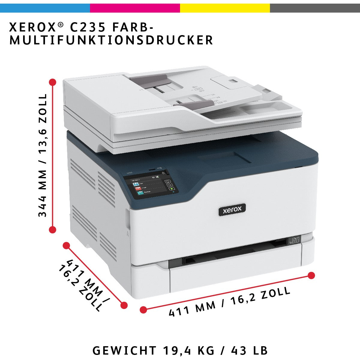 FL Xerox C235 Farblaserdrucker 4in1 A4 22 S./Min. LAN WLAN ADF Duplex