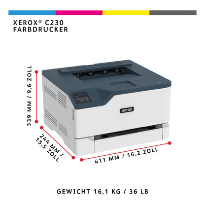 FL Xerox C230 Farblaserdrucker 24S./Min. AirPrint USB LAN WiFi Duplex