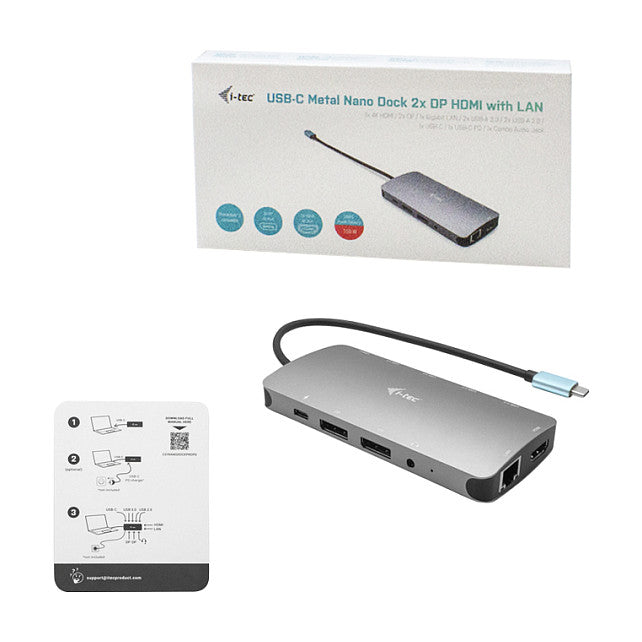D i-tec Metal USB-C Nano universal Dock 3x Display + Power Delivery 100 W