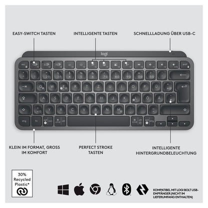 Logitech MX Keys Mini - Tastatur Hintergrundbeleuchtung QWERTZ DE