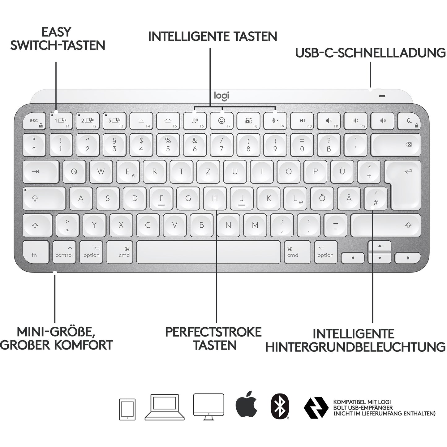 Logitech MX Keys Mini MAC - Tastatur Hintergrundbeleuchtung