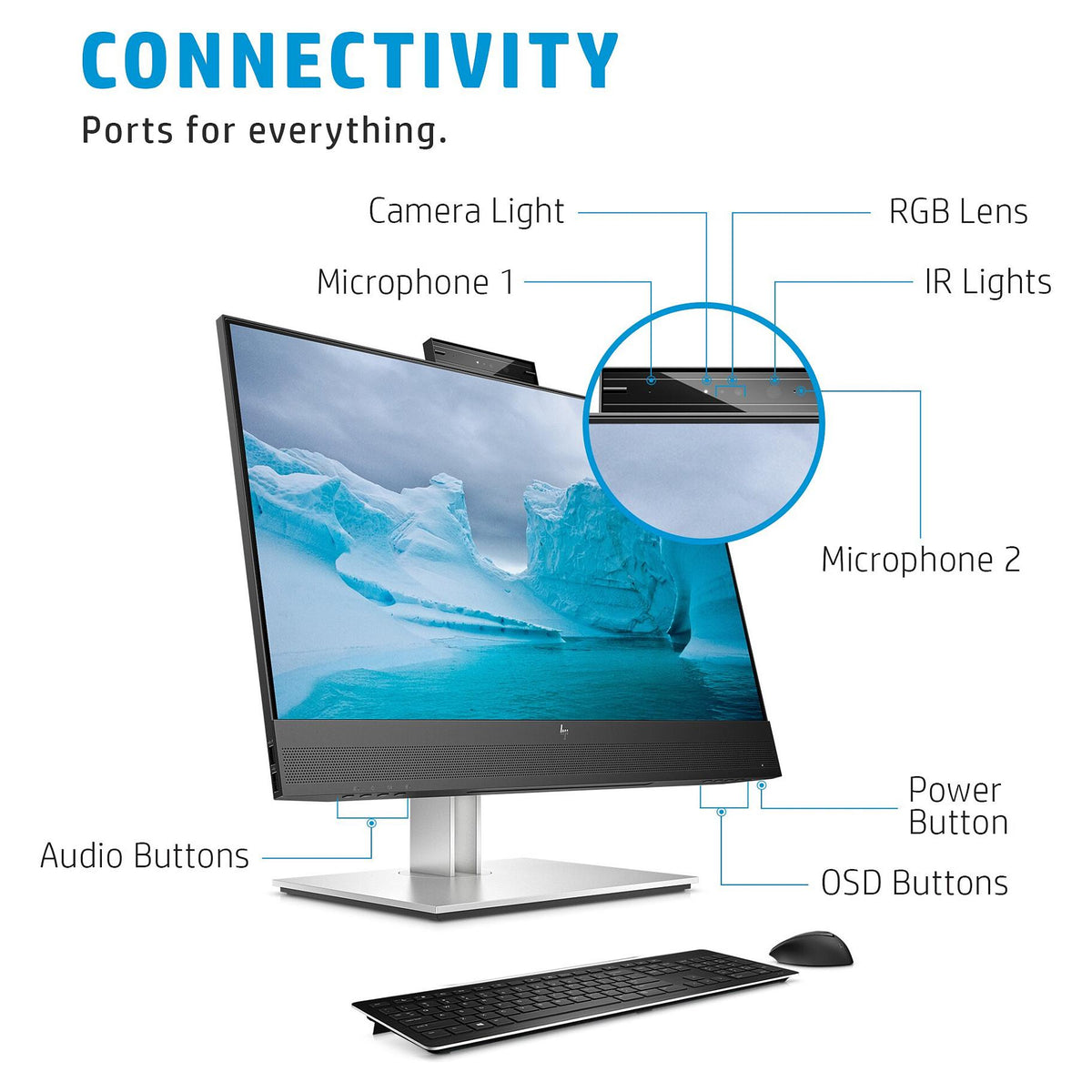60,45cm/23,8'' (1920x1080) HP E24mv G4 Conferencing Monitor 16:9 5ms IPS HDMI VGA DisplayPort VESA Pivot Speaker Full HD Black/Silver