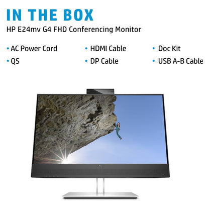 60,45cm/23,8'' (1920x1080) HP E24mv G4 Conferencing Monitor 16:9 5ms IPS HDMI VGA DisplayPort VESA Pivot Speaker Full HD Black/Silver