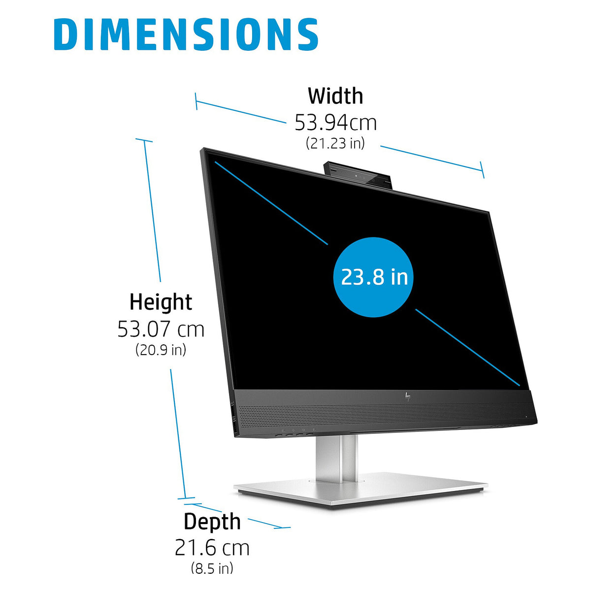 60,45cm/23,8'' (1920x1080) HP E24mv G4 Conferencing Monitor 16:9 5ms IPS HDMI VGA DisplayPort VESA Pivot Speaker Full HD Black/Silver