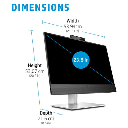 60,45cm/23,8'' (1920x1080) HP E24mv G4 Conferencing Monitor 16:9 5ms IPS HDMI VGA DisplayPort VESA Pivot Speaker Full HD Black/Silver
