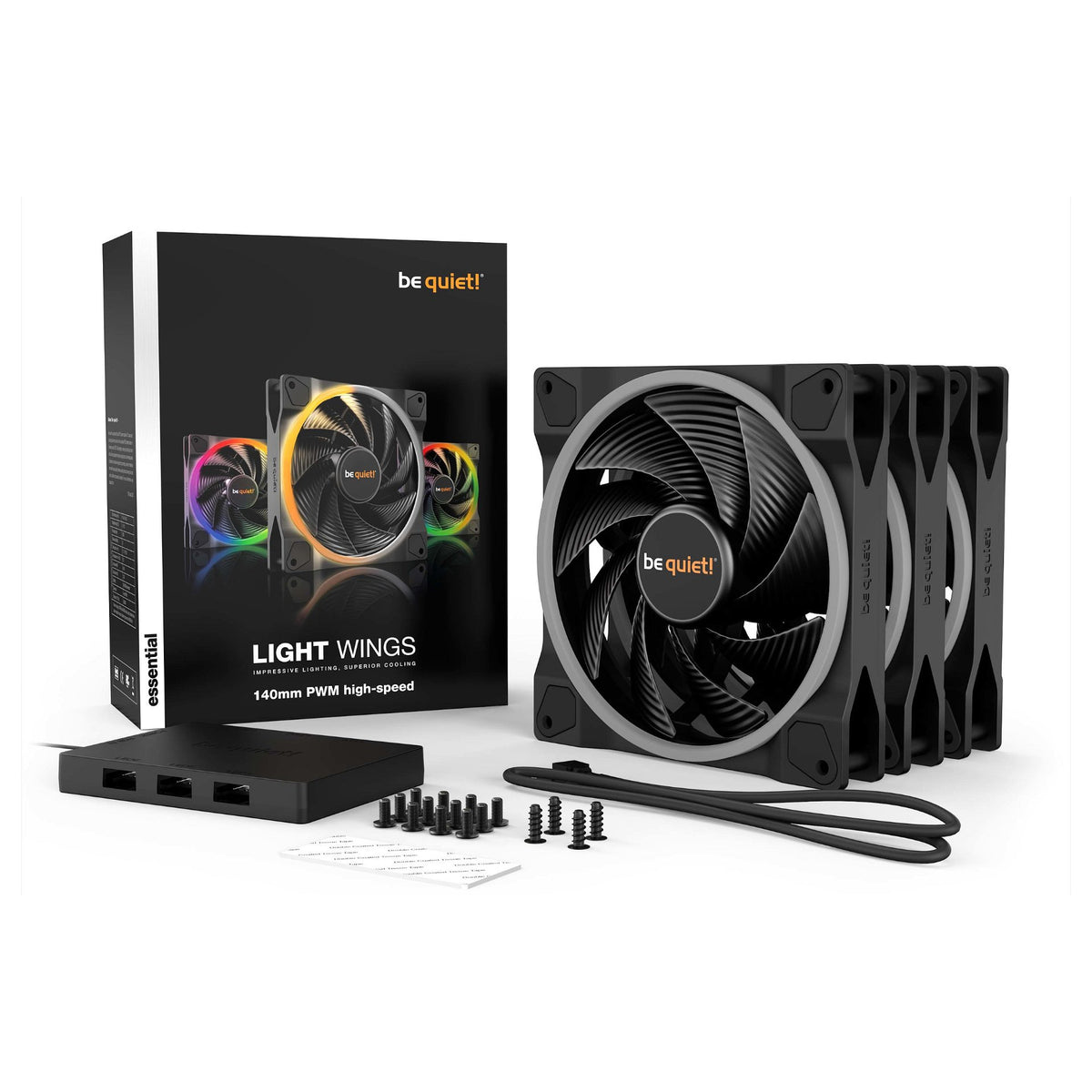 140mm be quiet! LIGHT WINGS 140mm PWM high-speed ARGB Triple-Pack