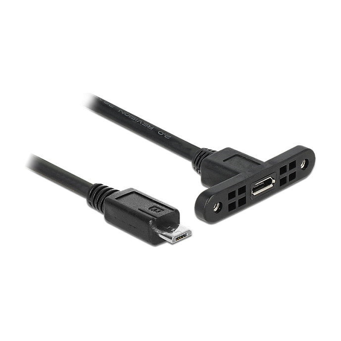 microUSB (ST-ST) Verlängerung 25cm inkl. Befestigung DeLock Black