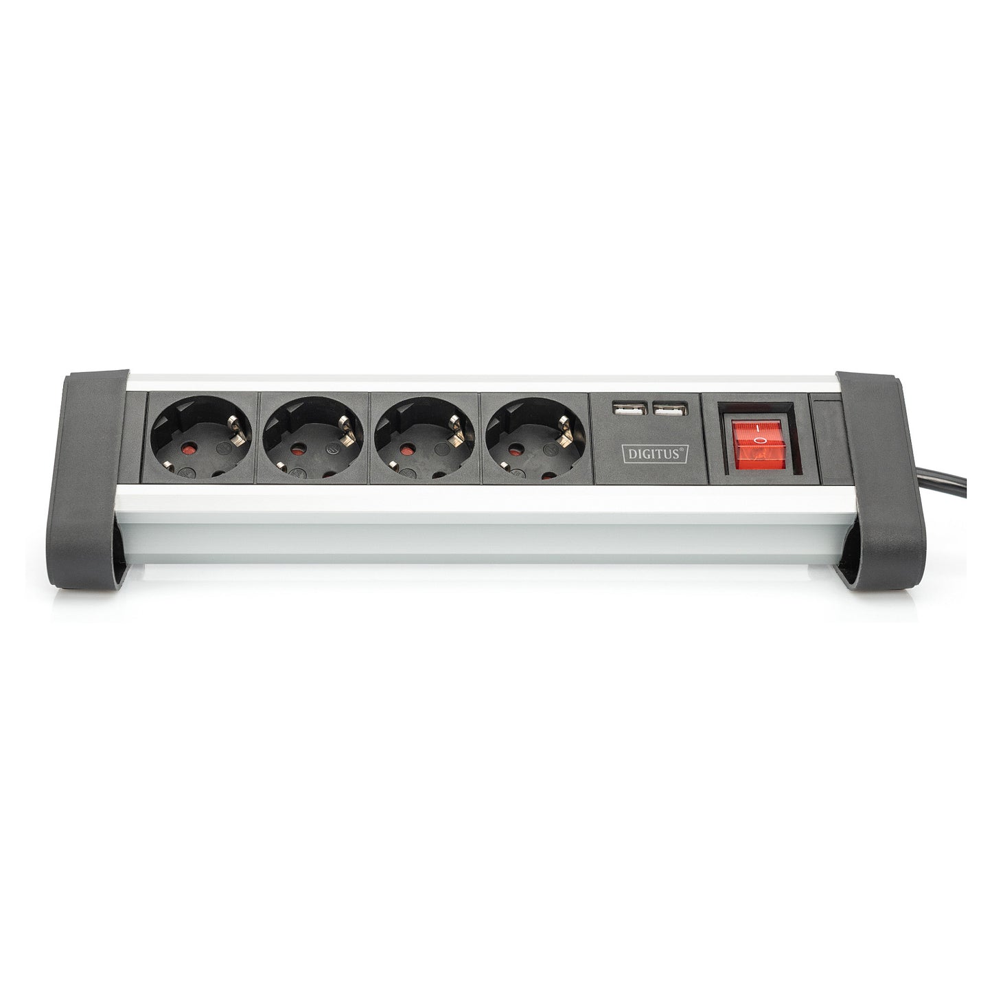 Digitus 4-Fach Steckdosenleiste mit 2xUSB-A und Schalter Schwarz/Silver
