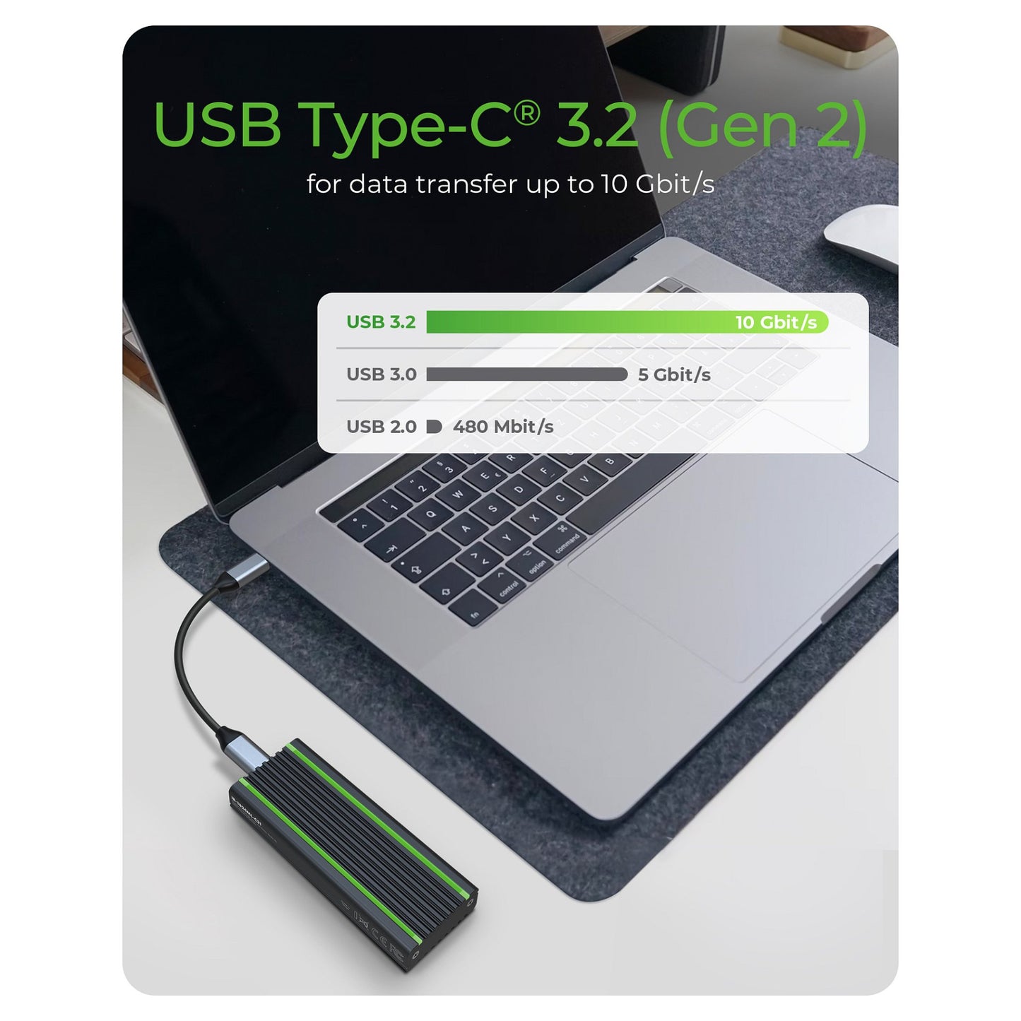 ICY BOX IB-1824ML-C31 Externes USB-C 3.2 Gehäuse für M.2 NVMe SSD mit LED-Beleuchtung