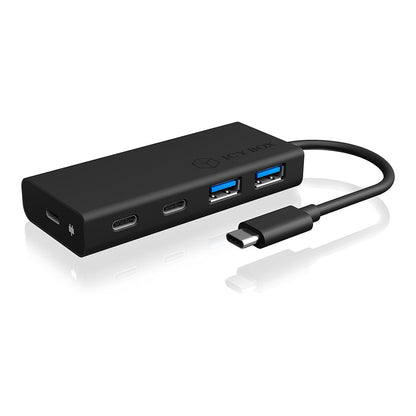 USB HUB 5Port ICY BOX 2xUSB3.0 2xUSB-C 1xUSB Power Delivery 60W SuperSpeed passiv Black