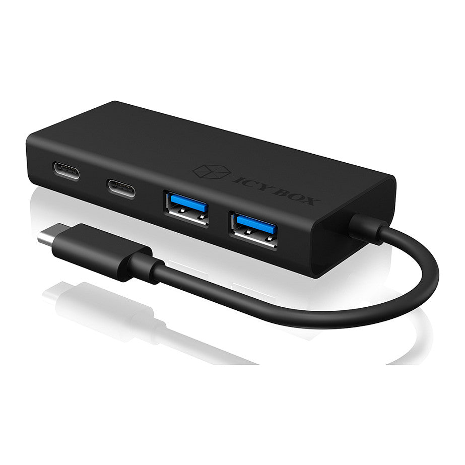 USB HUB 5Port ICY BOX 2xUSB3.0 2xUSB-C 1xUSB Power Delivery 60W SuperSpeed passiv Black