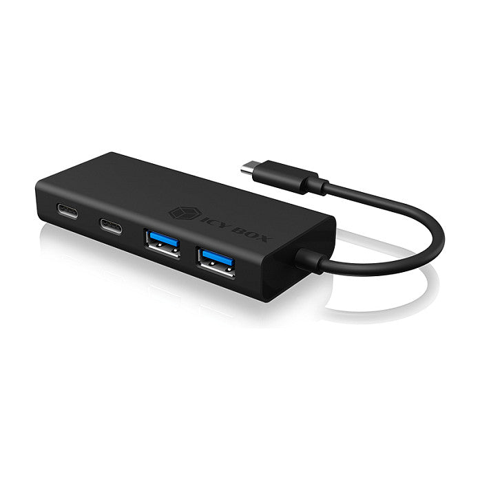 USB HUB 5Port ICY BOX 2xUSB3.0 2xUSB-C 1xUSB Power Delivery 60W SuperSpeed passiv Black