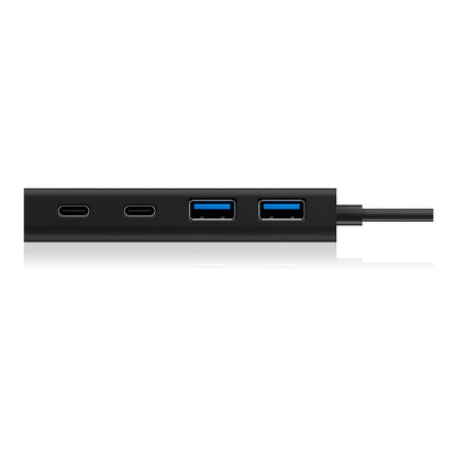 USB HUB 5Port ICY BOX 2xUSB3.0 2xUSB-C 1xUSB Power Delivery 60W SuperSpeed passiv Black