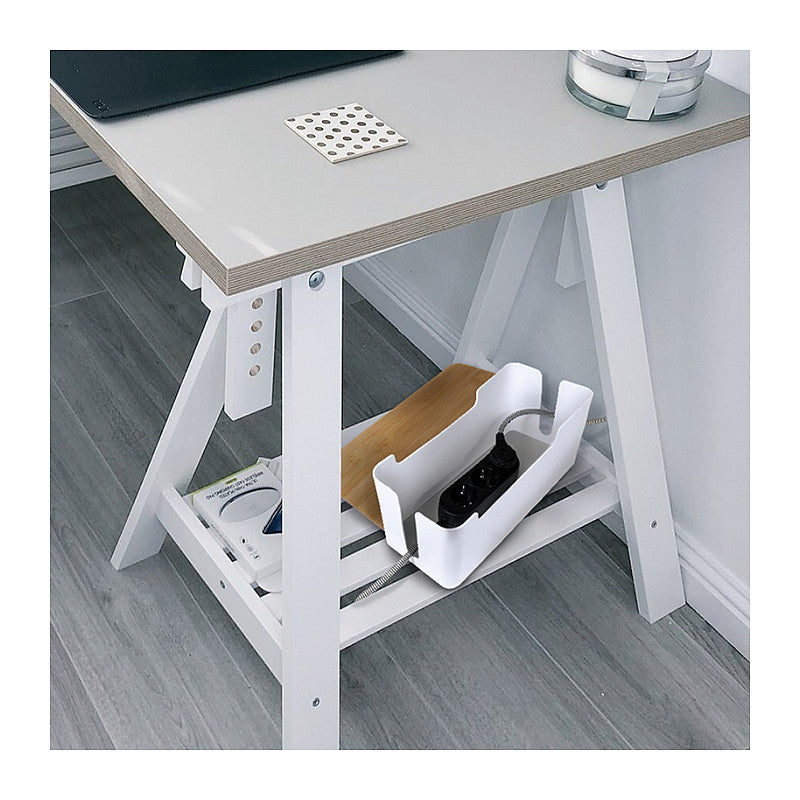 Management Cable Box Bambus-Deckel 320 x 140 x 130mm LogiLink White