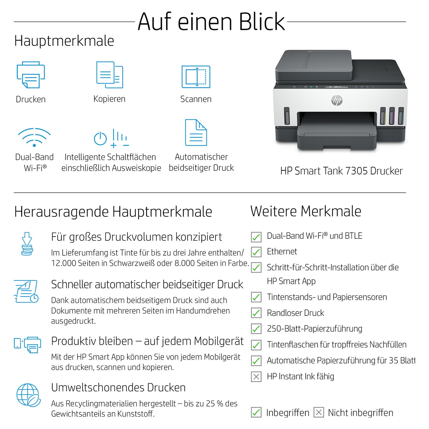 T HP Smart Tank 7305 3in1/A4/LAN/Bluetooth/WiFi/Duplex