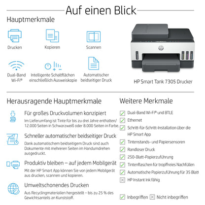 T HP Smart Tank 7305 3in1/A4/LAN/Bluetooth/WiFi/Duplex