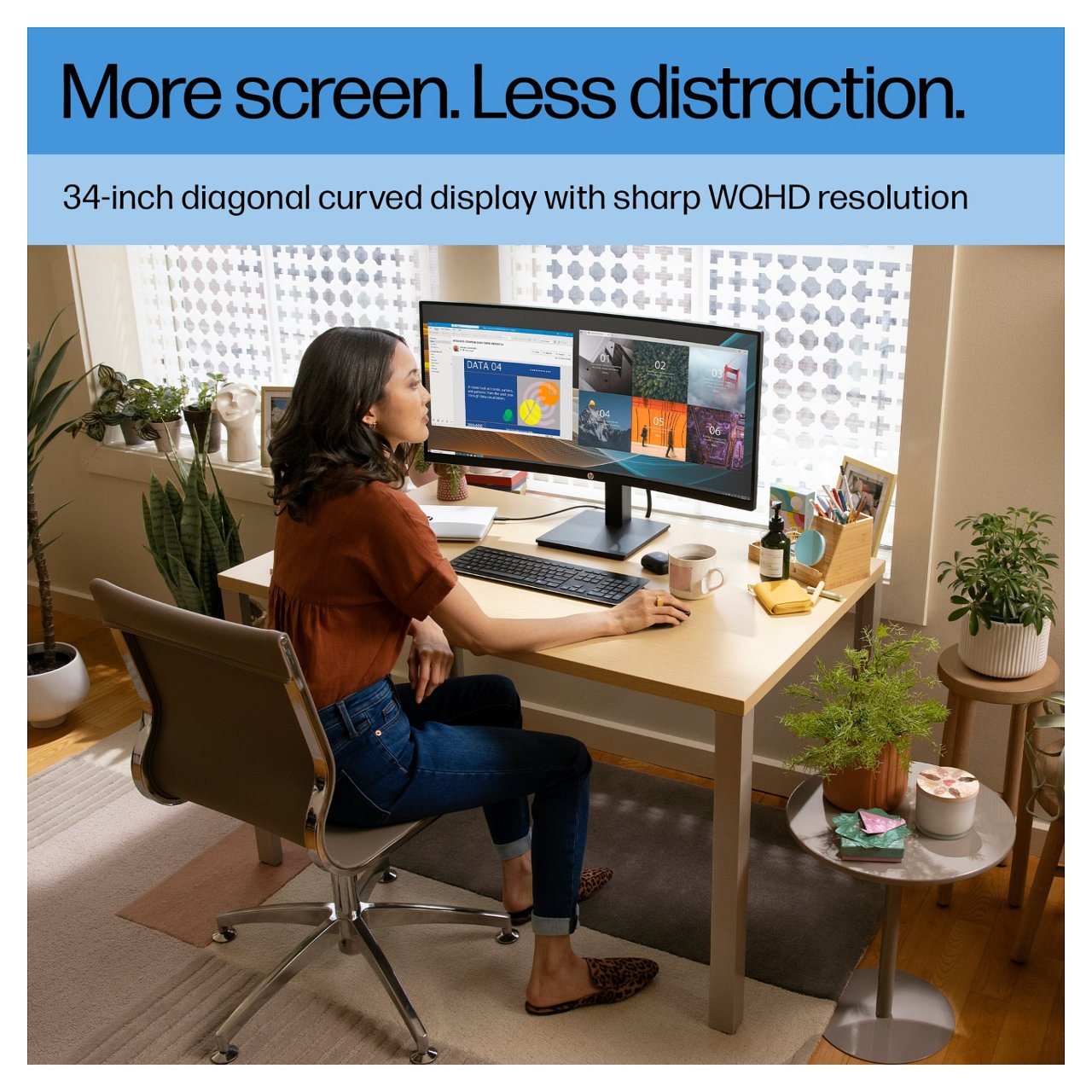 86.36cm/34'' (3440x1440) HP P34hc G4 Curved 21:9 5ms 60Hz HDMI DisplayPort USB-C VESA Speaker WQHD Black
