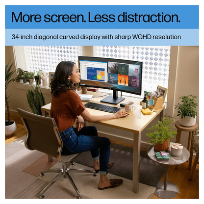 86.36cm/34'' (3440x1440) HP P34hc G4 Curved 21:9 5ms 60Hz HDMI DisplayPort USB-C VESA Speaker WQHD Black