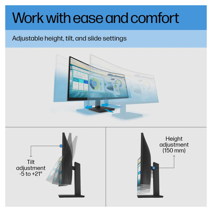 86.36cm/34'' (3440x1440) HP P34hc G4 Curved 21:9 5ms 60Hz HDMI DisplayPort USB-C VESA Speaker WQHD Black