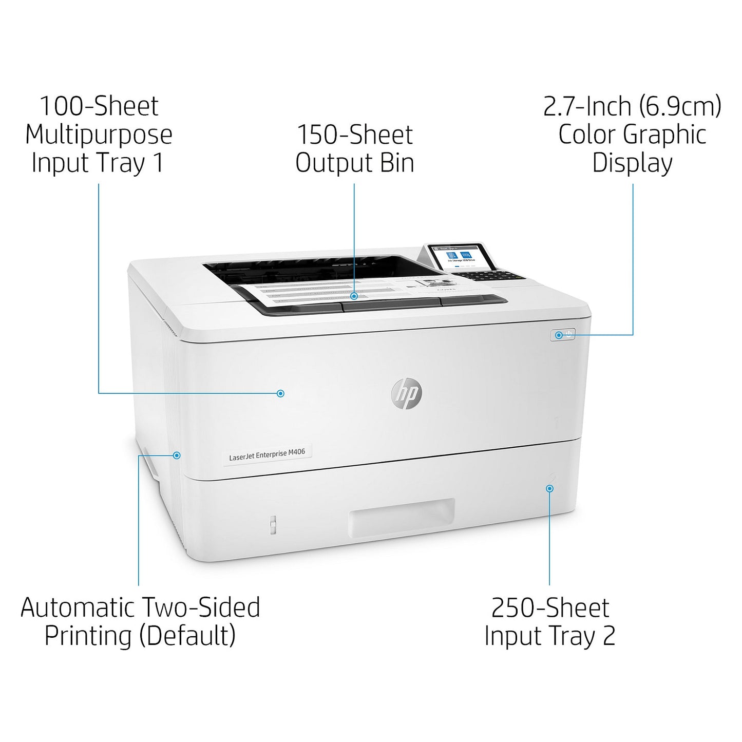 L HP LaserJet Enterprise M406DN S/W-Laserdrucker 38 S./Min. A4 LAN Duplex