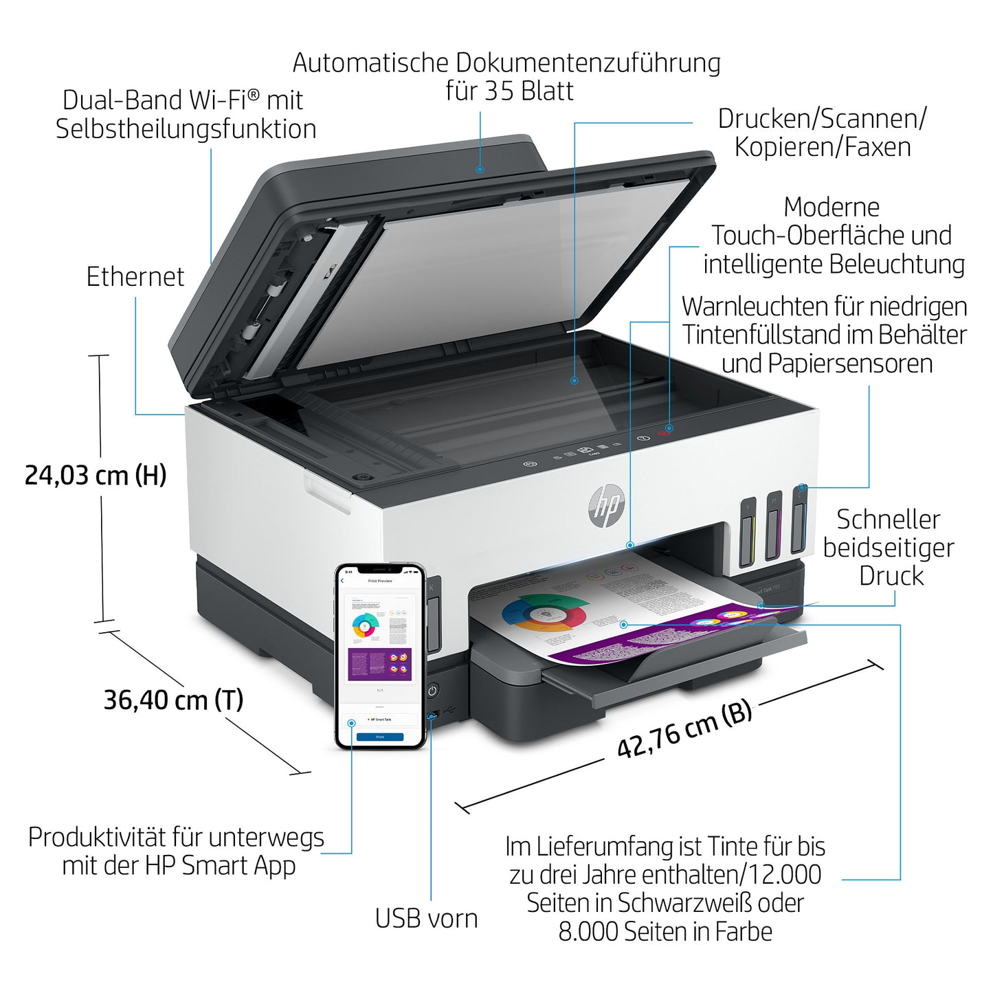 T HP Smart Tank 7605 3in1/A4/WiFi/Bluetooth/ADF/Dulpex