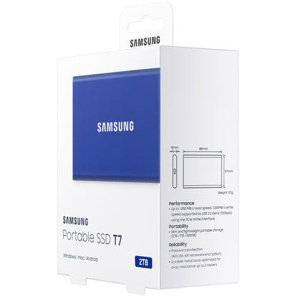 2TB Samsung Portable T7 USB 3.2 Gen2 Blau Einzelhandel