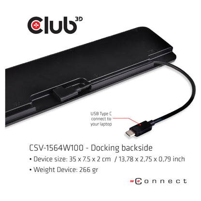 Club3D ChargingDock USB-C 3.2 ->7xUSB/DP/HDMI/LAN/Audio 100W