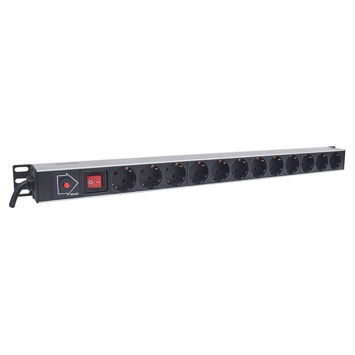 Intellinet 714044 - 1HE Steckdosenleiste (12x Stecker) Kabellänge 1,6m 675 mm x 47 mm x 62 mm mit An- und Ausschalter Black