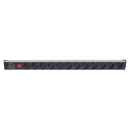 Intellinet 714044 - 1HE Steckdosenleiste (12x Stecker) Kabellänge 1,6m 675 mm x 47 mm x 62 mm mit An- und Ausschalter Black