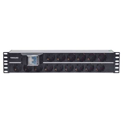 Intellinet 19" 714051- 2 HE Steckdosenleiste (15x Stecker) Kabellänge 3m 483 mm x 45 mm x 88 mm mit An- und Ausschalter Black