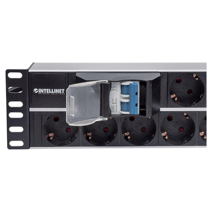 Intellinet 19" 714051- 2 HE Steckdosenleiste (15x Stecker) Kabellänge 3m 483 mm x 45 mm x 88 mm mit An- und Ausschalter Black