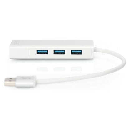 DIGITUS USB-Hub 3-Port 3.0->3xA3.0 1xLAN integr. Kabel we