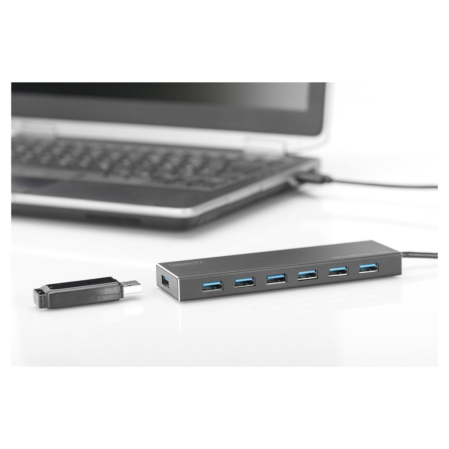 DIGITUS USB-Hub 7-Port 3.0->7xA3.0 m.Netzteil schwarz