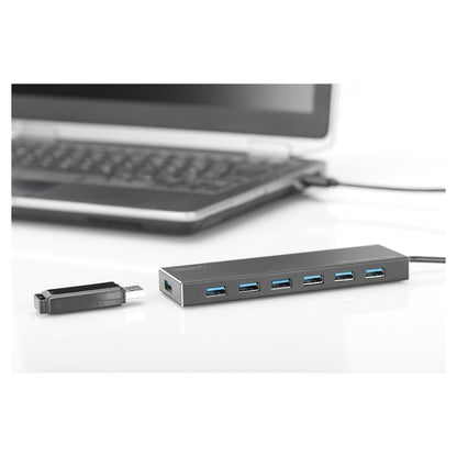 DIGITUS USB-Hub 7-Port 3.0->7xA3.0 m.Netzteil schwarz