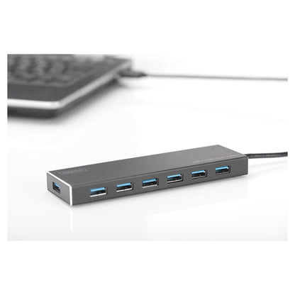 DIGITUS USB-Hub 7-Port 3.0->7xA3.0 m.Netzteil schwarz